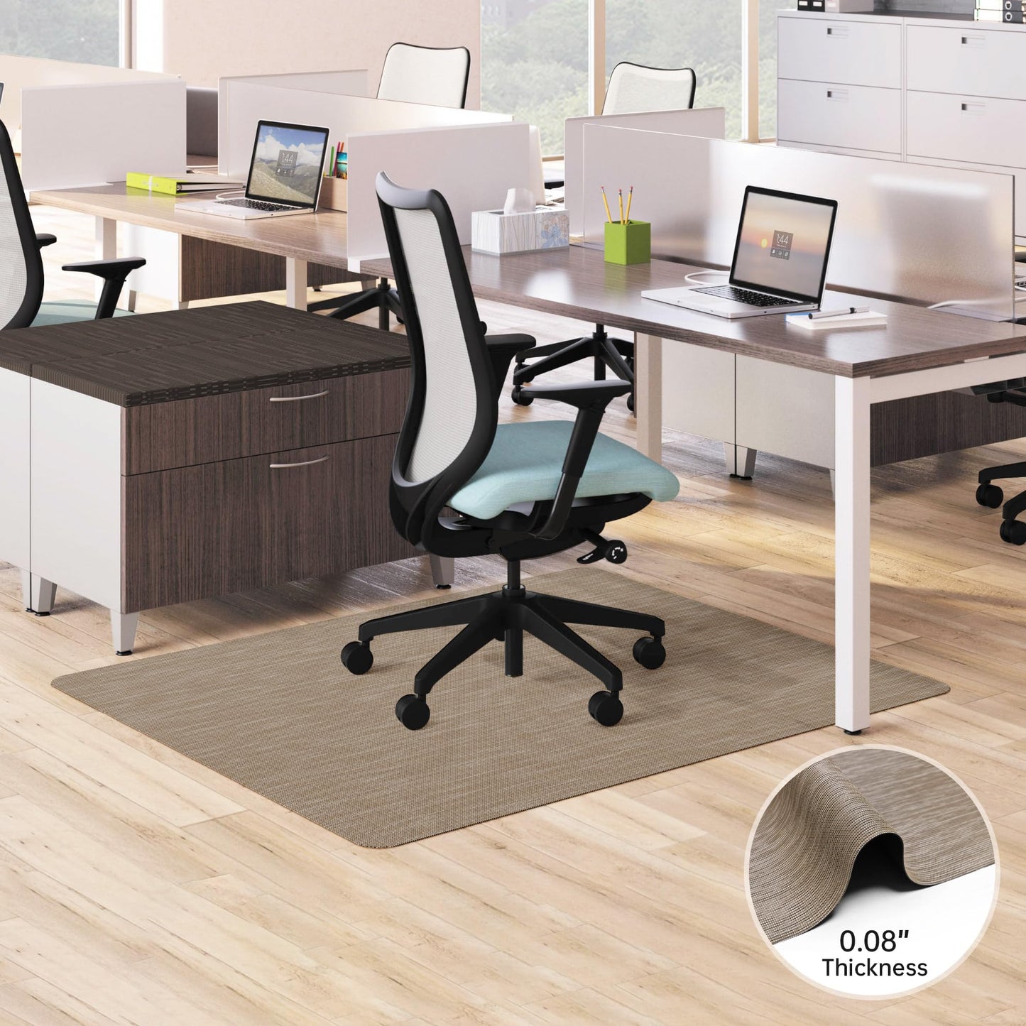 HOMEK Office Chair Mat, 46" x 72" Computer Chair Mat for Hardwood Floor, Non-Curve Anti Slip Hard Floor Protector for Rolling Chair, PVC Mat Desk Rug for Home Office
