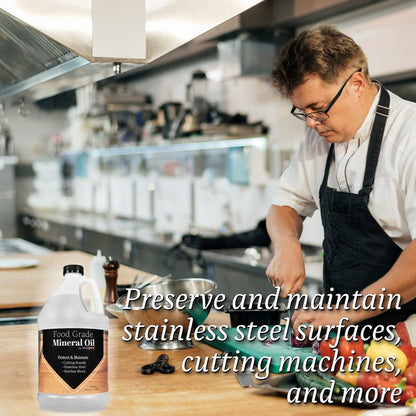 MAXTITE Mineral Oil for Cutting Boards and All Wood Care, Ultrapure Food Grade Made in USA (1 Gallon) - Condition Wood, Butcher Block Countertop, Stainless Steel, Knife, Tools, and Equipment