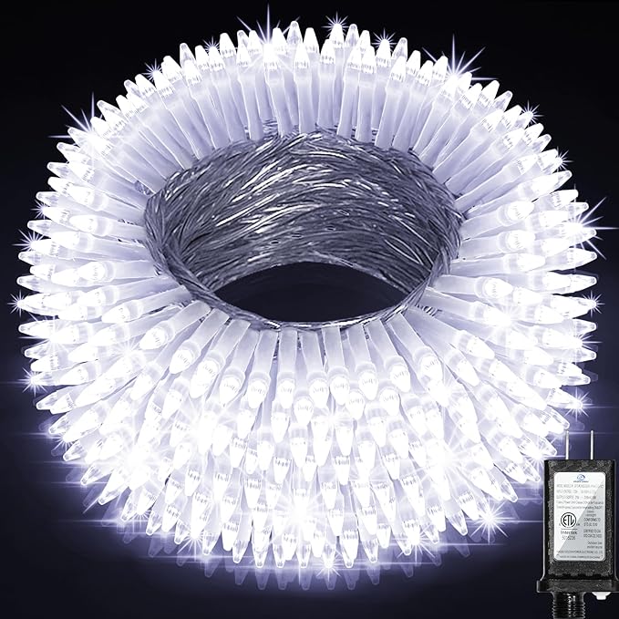 350LED Christmas Lights Indoor Outdoor, 90ft 12 Modes Cool White LED String Lights with Timer Dimmable, Waterproof Tree Lights for Xmas Patio Yard Fence Bedroom Wedding Garden Decor Cool White