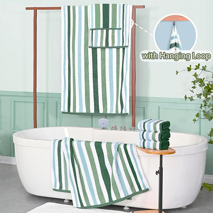 Green and White Towels