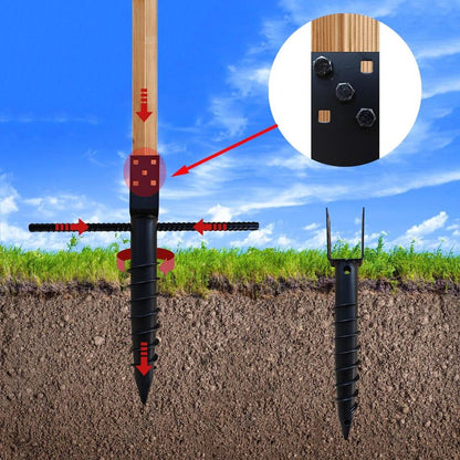 1 Pack 24 Inch Black U Model Ground Anchor Fence Includes Lag Bolts and Rebar, Fits Standard 4x4 (3.5" X 3.5" Inch) Post, No Dig Post Stake for Deck,Fence,Porch,Railing,Mailbox