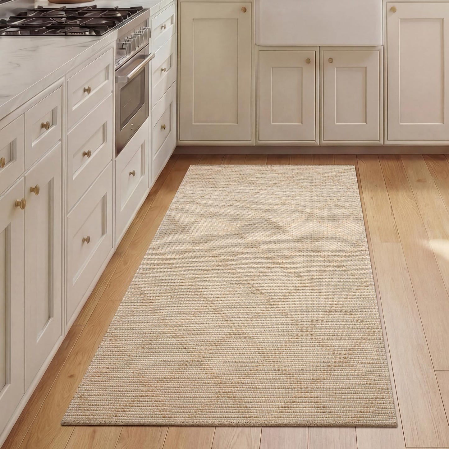 QiCaiJia 2x4 Entryway Area Rugs, Washable Kitchen Rug, Low-Pile Small Runner with Non-Slip Backing, Durable Doormat, Soft Woven Rugs for Bathroom Bedroom Hallways Entrance Indoor (2'x4', Brown)
