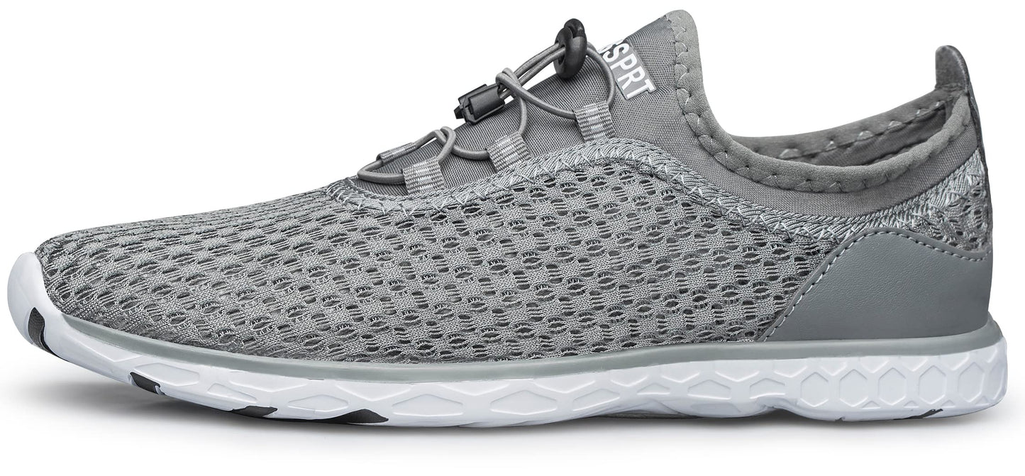 DOUSSPRT Men's Water Shoes Quick Drying Sports Aqua Shoes Dark Grey Size 11