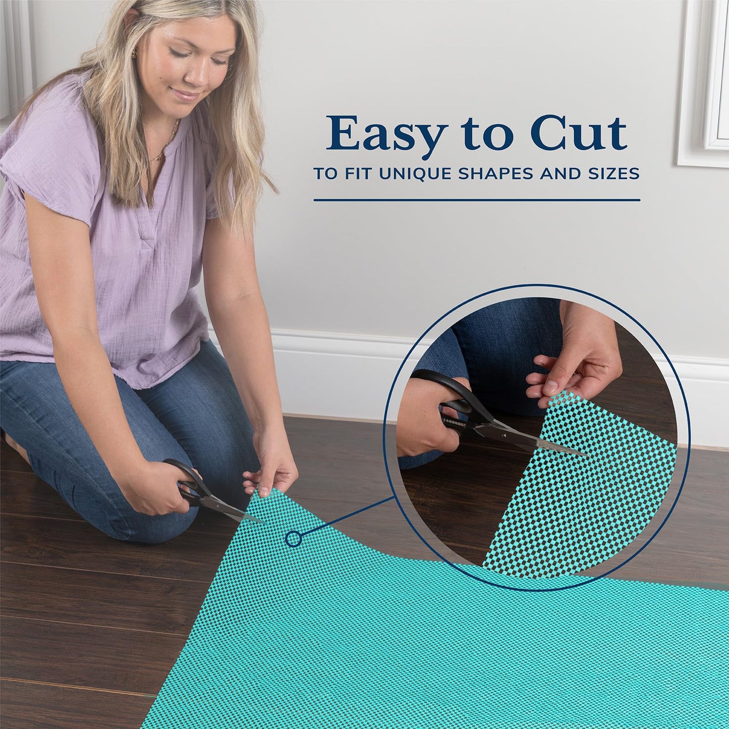 Veken 5x7 Ft Rug Pad Gripper for Hardwood Floors, Non Slip Cyan Rug Pads for Area Rugs, Thick Rug Grippers for Tile Floors, Under Carpet Anti Skid Mat, Keep Your Rugs Safe and in Place