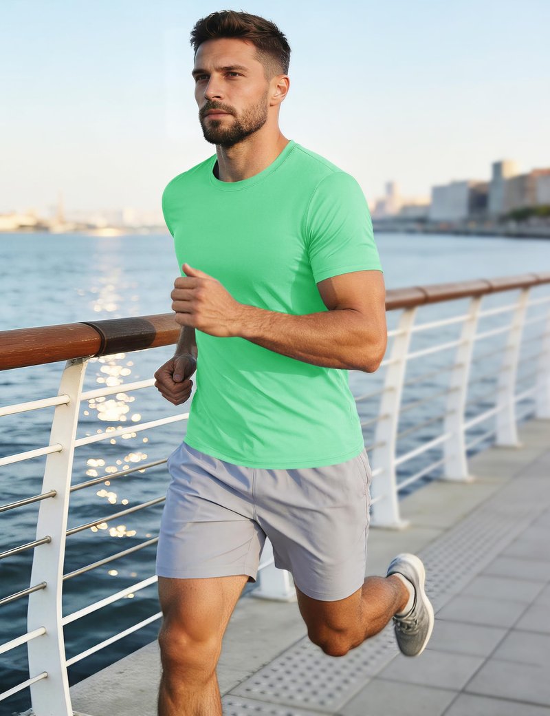 Short Sleeve Shirts for Men Dry Fit Tshirts UPF50 Active Athletic Summer T Shirts Workout Running T Shirt Mint Green