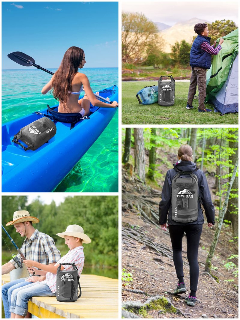HEETA Dry Bag Waterproof for Women Men, Roll Top Lightweight Dry Storage Bag Backpack with Phone Case for Travel Swimming Boating Kayaking Paddle Board Camping Beach Accessories (Black, 40L)