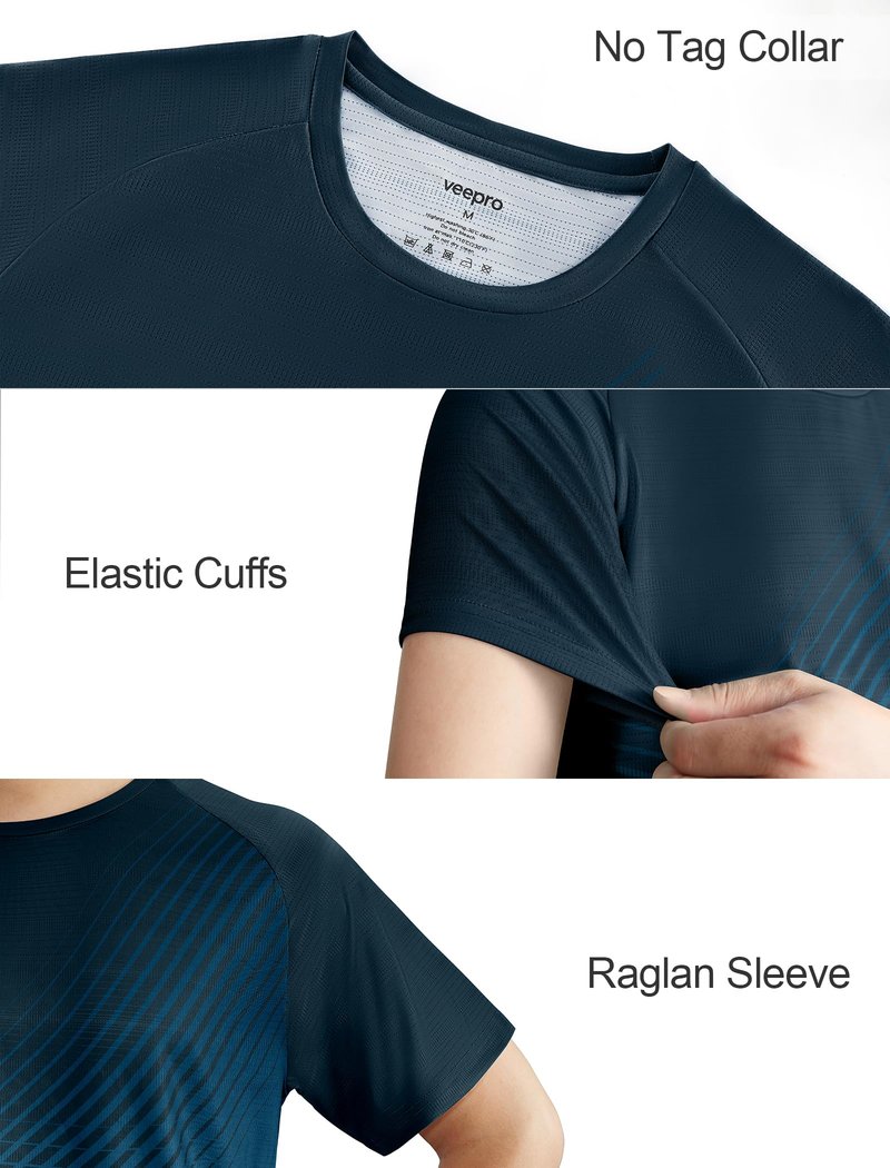 Men's Athletic Running T-Shirts Quick Dry Gym Workout Shirts Moisture Wicking Short-Sleeve Lightweight Sports Tee Tops Performance Activewear Gradient Green L