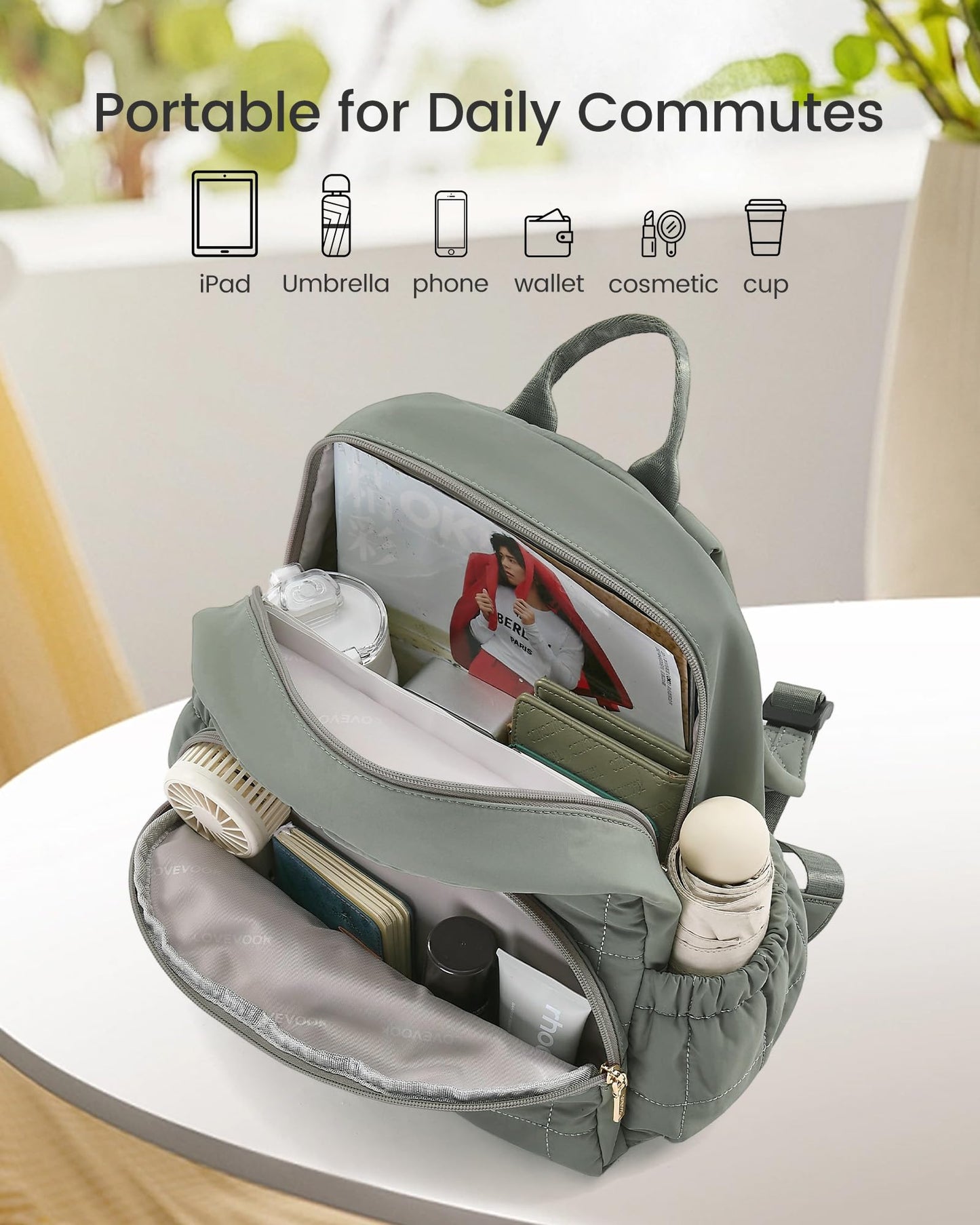 LOVEVOOK Small Backpack Purse for Women, Mini Puffer Backpack with Anti-theft Pocket, Lightweight Quilted Casual Daypack for Daily Work & Travel