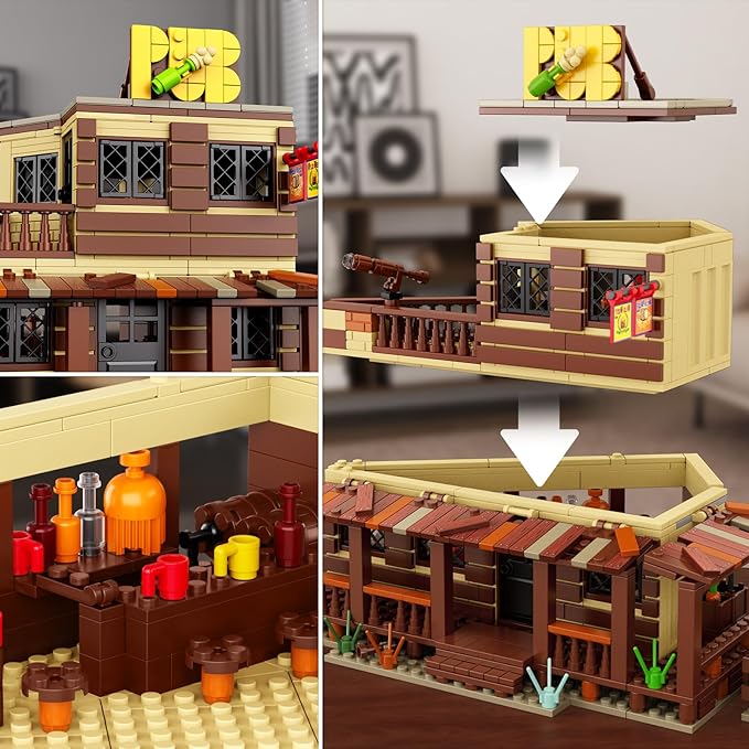 Mould King Wild West Architecture Building Sets Mini Western-Saloon Modular Buildings Model Kits Ideas House Office Room Decor Gifts for Adult &amp Teens Age 14+ (800 PCS)