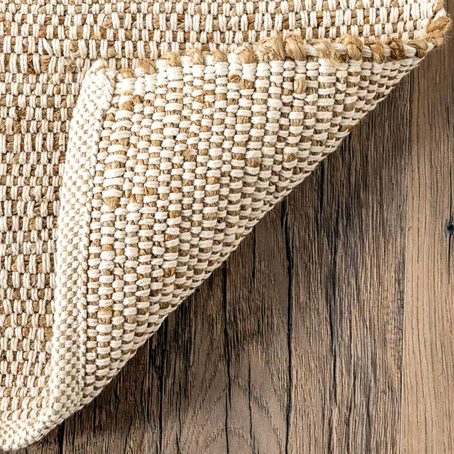 SISOSU Jute Cotton Area Rug, Hand Woven Traditional Farmhouse Rug for Living Room, Bedroom, Dining Room & Entryway, Natural Beige Home Décor Carpet, Eco-Friendly, 10 x 13 Feet