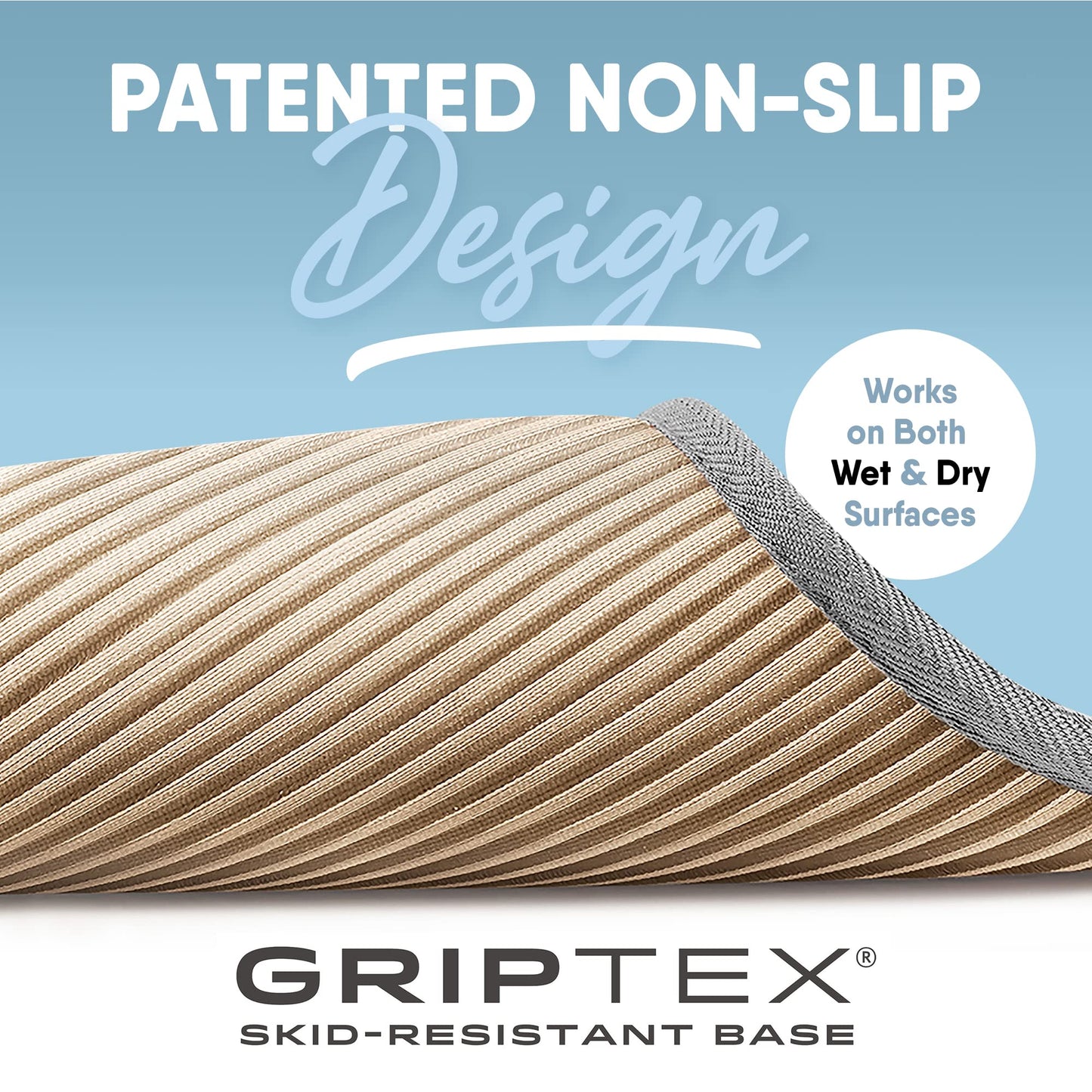 MICRODRY Quick Drying Memory Foam Framed Bath Mat with GripTex Skid-Resistant Base, Runner - 24x58, Light Grey