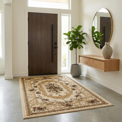 Unique Loom Versailles Collection Traditional Classic Floral Motif Area Rug (5' 0 x 8' 0 Rectangular, Ivory/ Tan)