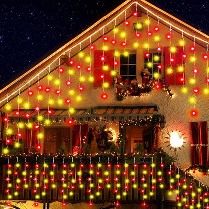 164FT Christmas Lights Outdoor, 1600 LED Outdoor String Lights Waterproof Plug in with 8 Modes & Timer, Christmas String Lights for Tree Party, Garden, Holiday Decorations（Red+Warm White）