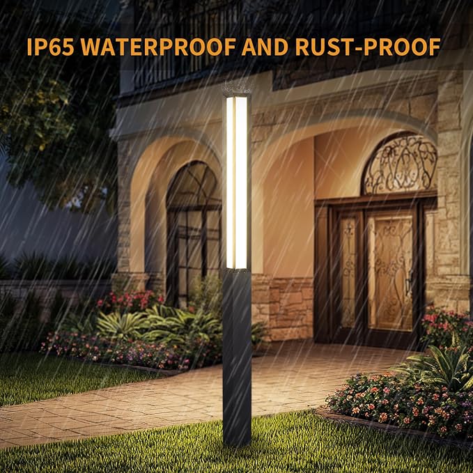 Landscape Path Light, 92" Modern Outdoor LED Luxury Bollard Lighting with IP65 Waterproof for Lawn Courtyard Driveway Pathway Decoration