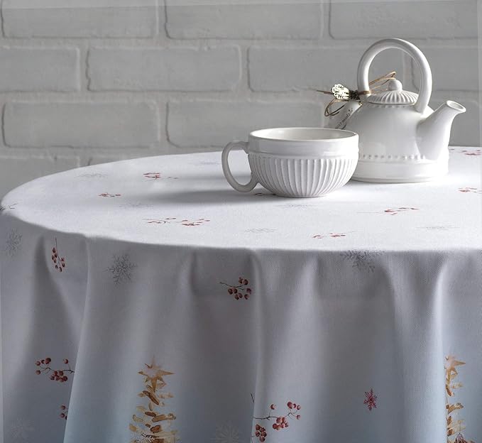 Maison d' Hermine Table Cloth Round Table 100% Cotton 69 Inches Fall Tablecloth Reusable Everyday Use for Thanksgiving Christmas Decorations Dining Farmhouse Party (Fairy Tale Forest)