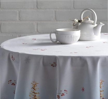 Maison d' Hermine Table Cloth Round Table 100% Cotton 69 Inches Fall Tablecloth Reusable Everyday Use for Thanksgiving Christmas Decorations Dining Farmhouse Party (Fairy Tale Forest)