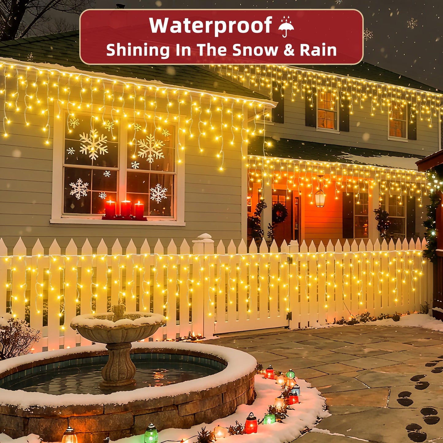 810 LED Christmas Lights Outdoor 82FT with 180 Drops, Christmas Decorations Hanging Lights 12 Modes, Dimmable Outsite Fairy String Lights for Wedding Party Holiday Winter Wonderland Decor Warm White