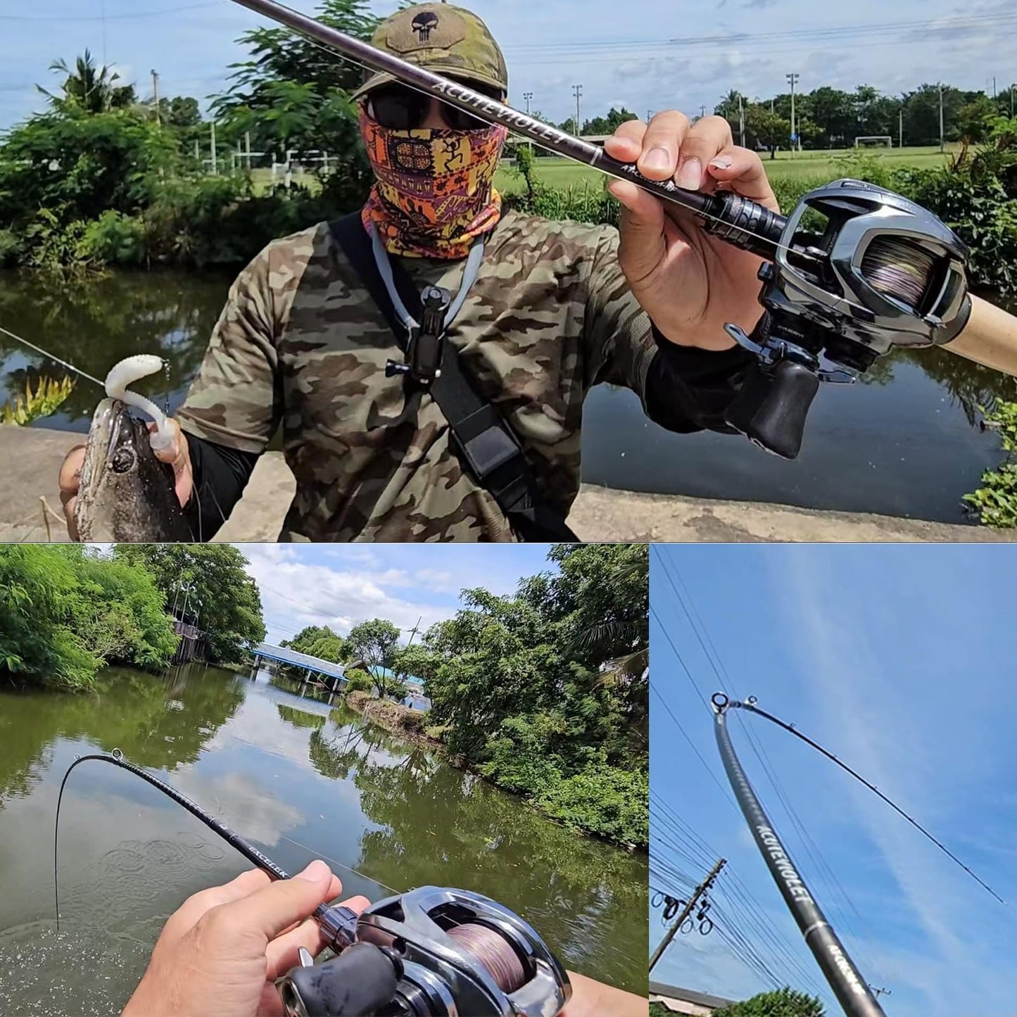 PURELURE ACUTEVIOLET Black Bass Fishing Rod 6'6'', 36T Carbon Fiber Bait Casting Rod Medium Power Saltwater, Torzite Ring Titanium Frame, Carbon Reel Seat Comforbable Cork Handle