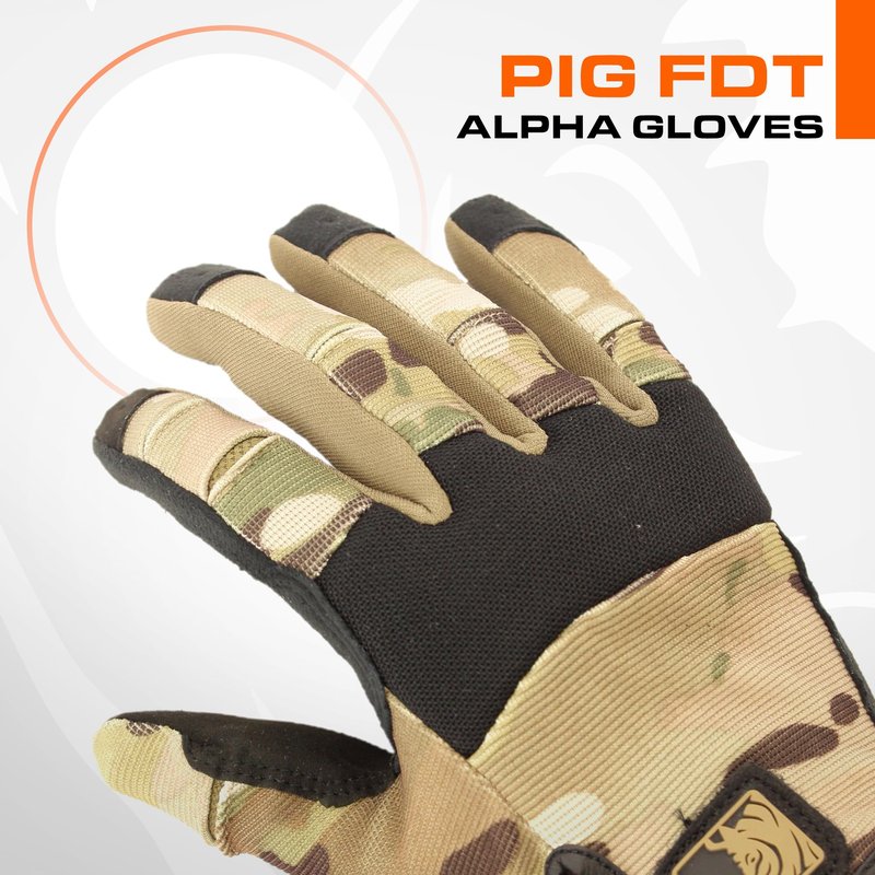 PIG FDT Alpha Full Dexterity Gloves for Shooting Sports, Touchscreen Compatible, Breathable, 1 Pair, Multicam, Large