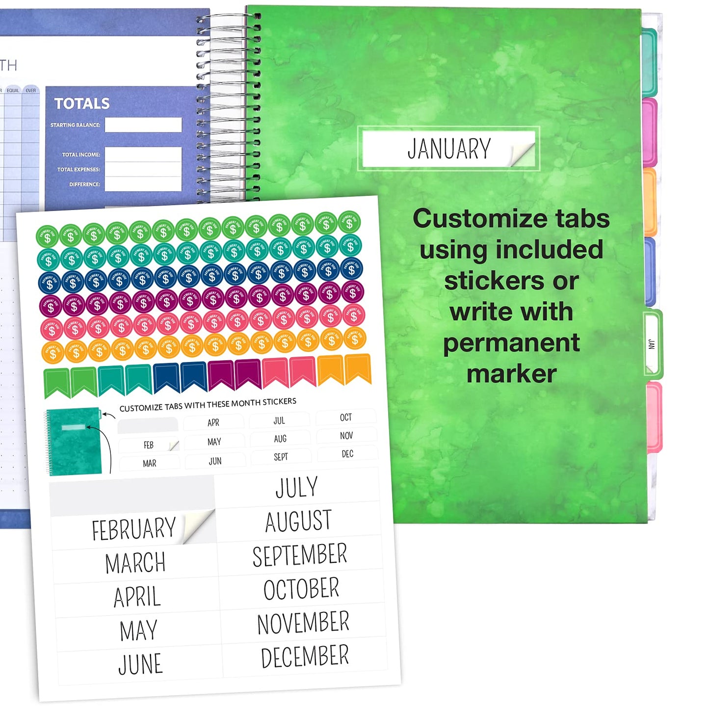 Global Printed Products Budget Planner & Monthly Bill Organizer With 12 Envelopes and Pockets. Expense Tracker Notebook and Financial Planner Budget Book to Control Your Money, 8.5" x 11", Blue Marble