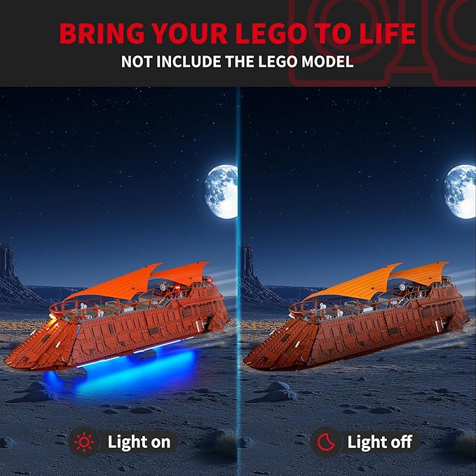 BRIKSMAX 2.0 Light Kit for Lego-Jabba's Sail Barge -Innovative Led Lighting Compatible with Lego Star Wars 75397 - Not Included Model Set