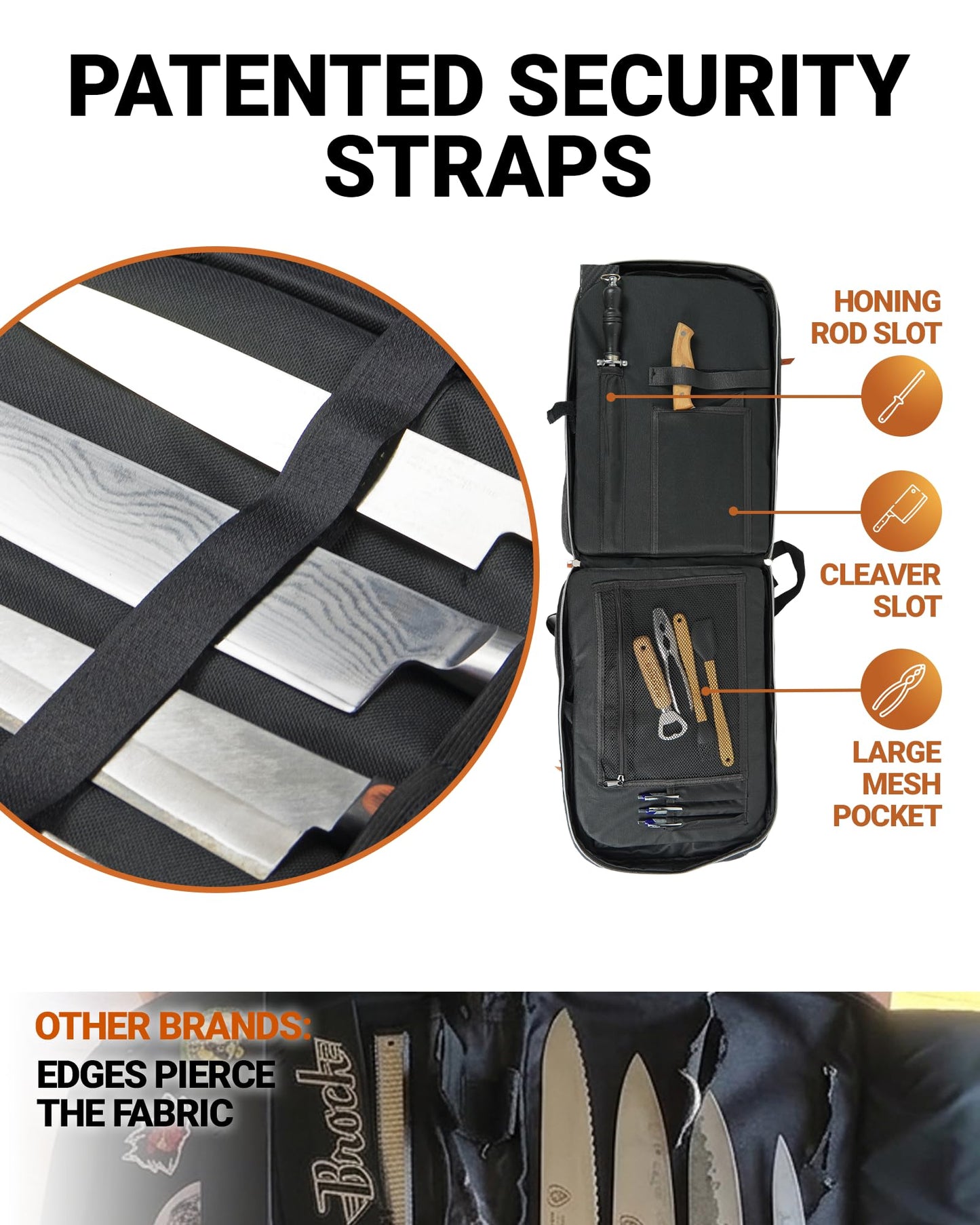Chef Knife Backpack, Professional Knife Bag for Chefs and Culinary Students, Heritage Design, Reinforced Handles, YKK Zippers, Secure Knife Retention Panels, Durable Water-Resistant Fabric (Black)