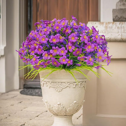 36pcs Faux Plants Outdoor, Uv Resistant Artificial Plants Outdoor Fake Flowers Plants Plastic Greenery Shrubs for Outside Window Box Garden Patio Porch Home Decor (Mixed Purple)