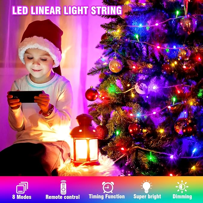 70FT Multicolor String Lights, 210 LED Seasonal Fairy Lights Waterproof with 8 Modes, Indoor Outdoor Decorative Lighting for Christmas Tree, Parties, Wedding, Patio, Garden