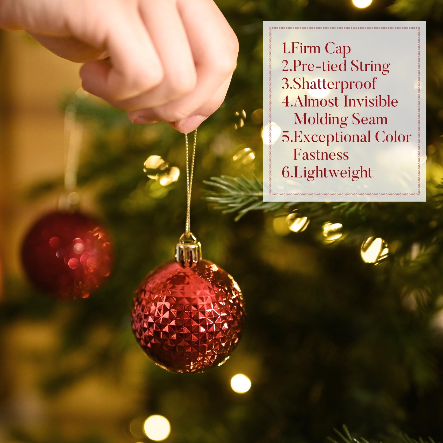 Valery Madelyn Christmas Tree Decorations Ornament Set, 50ct 2 Inches Burgundy Red Shatterproof Christmas Ball Ornaments Hanging Xmas Holiday Party Decor