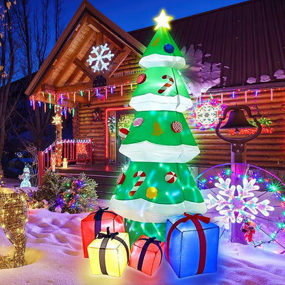 FRAMICS 7 FT Christmas Inflatable Outdoor Decoration, Inflatable Christmas Tree, Built-in LED Blow Up Christmas Decorations Outdoor, Colorful Christmas Tree Inflatable for Xmas Party Garden Decor