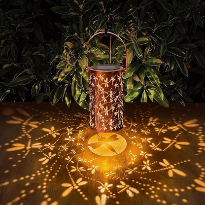Solar Lanterns Outdoor Waterproof Dragonfly Lantern Garden Decor Birthday Christmas Gifts for Women Mom Grandma Hanging Solar Lights Metal Halloween Decorations Outside for Yard, Patio, Porch