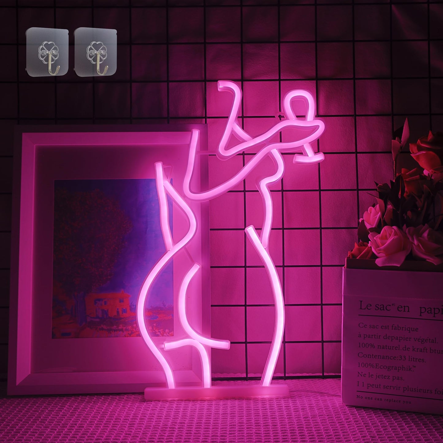 Light up Lady Neon Signs, Attivolife Dimmable LED Wall Decor Sexy Woman Neon Light, Creative Art Decoration Gifts for Girl Bedroom Home Man Cave Party Home Beer Bar Store Hotel(15.7X9.84 inch, Pink)