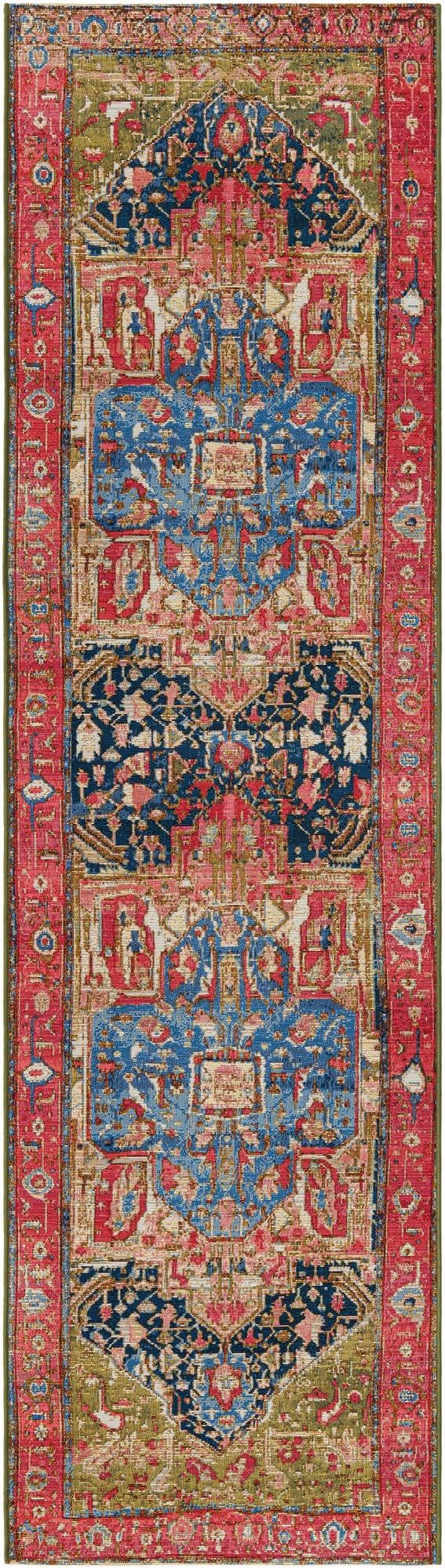 Unique Loom Outdoor Traditional Collection Area Rug - Limon (2' 7" x 10' Runner Multi/Red)