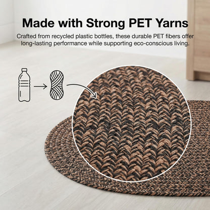 Super Area Rugs Black/Gold Braided Rug - Entryway Door Mat - 2x3 ft Indoor Outdoor Farmhouse Kitchen Braided Rug