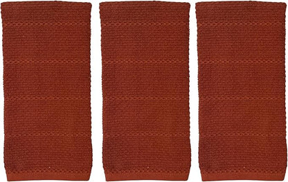 Maroon Rust Cinnamon Kitchen Hand Dish Towels: Oversized 28" x 18", 100% Cotton