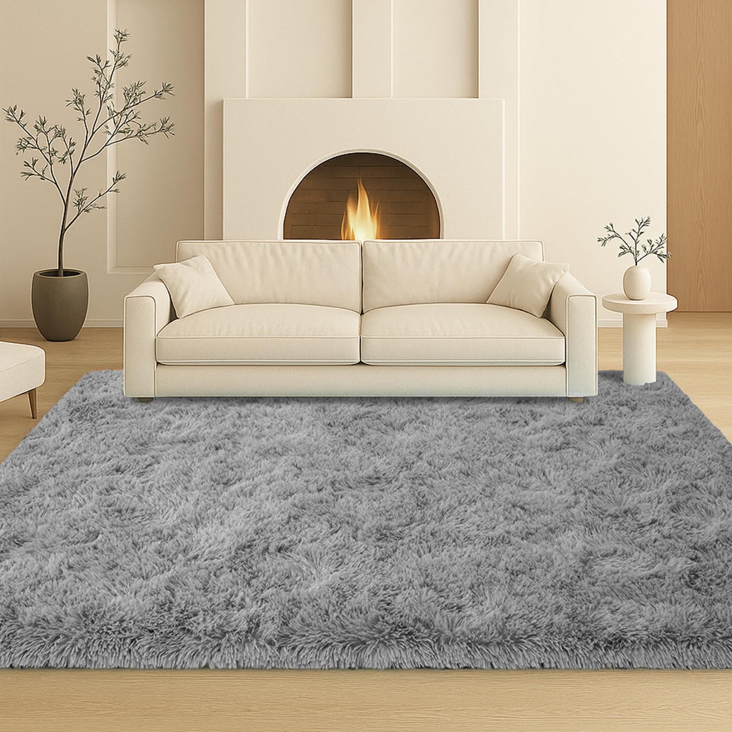 Mtandyx 8x10 Area Rugs Living Room, Gray Plush Fluffy Bedroom Rugs, Non-Slip Upgraded Indoor Thick Soft Rug, Modern Plush Carpet Suitable for Kids Home Decor Aesthetics Dorm.