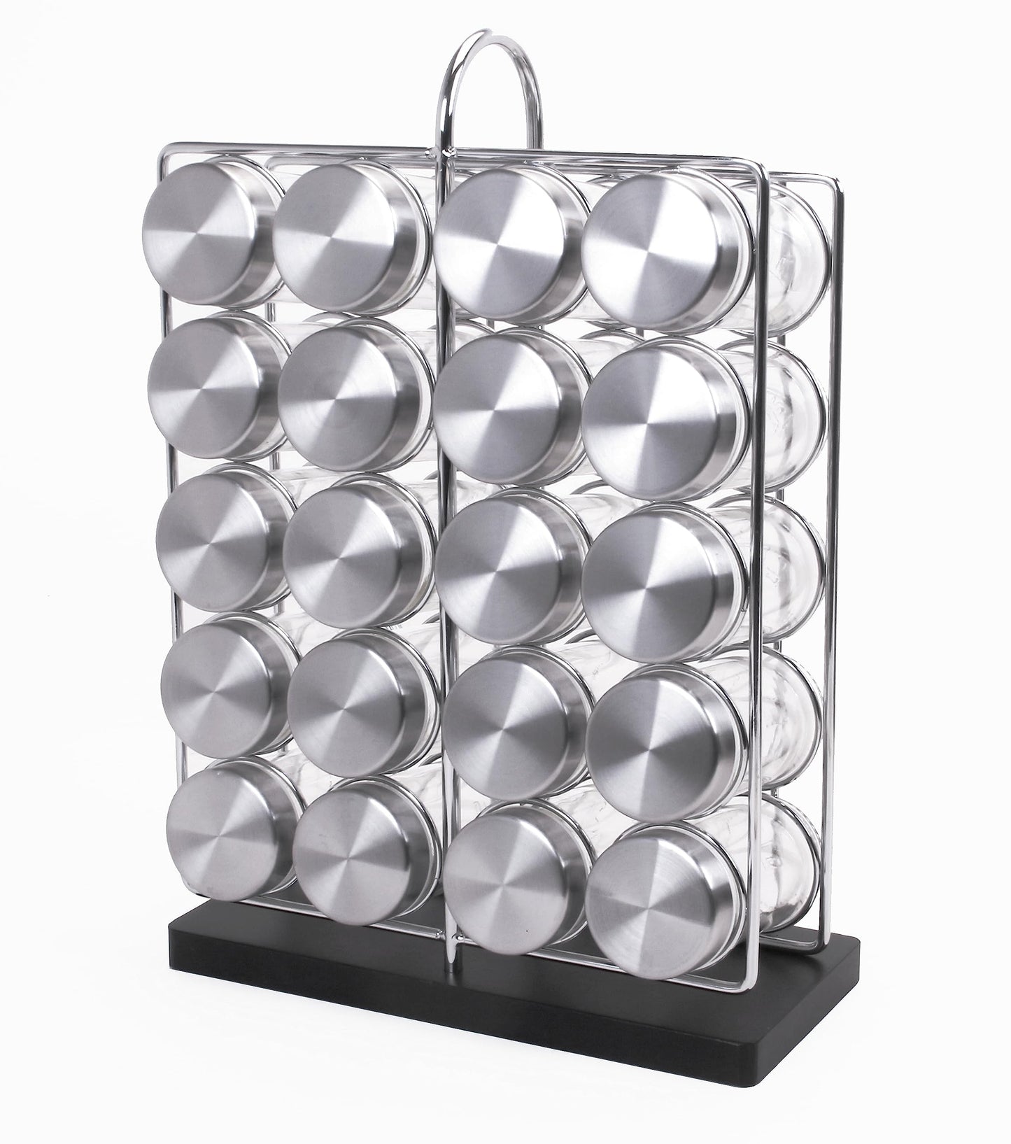 Orii 20 Jar Spice Rack Stainless Steel with Spices Included - Standing Rack Shelf Holder & Countertop Spice Rack Tower Organizer for Kitchen Spices with Spice Refills for 5 Years