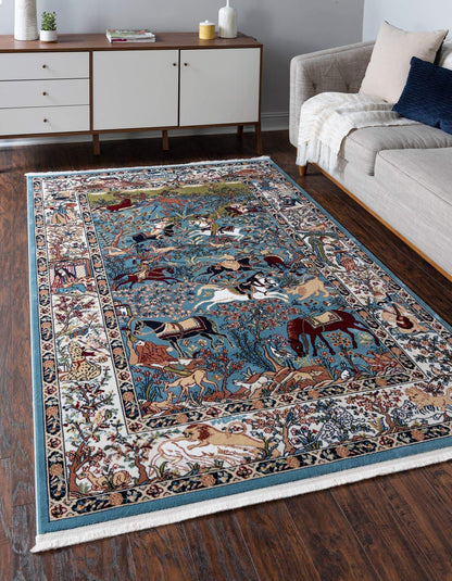 Unique Loom Narenj Collection Area Rug - Birmingham (5' 1" x 8' Rectangle, Blue/ Burgundy)