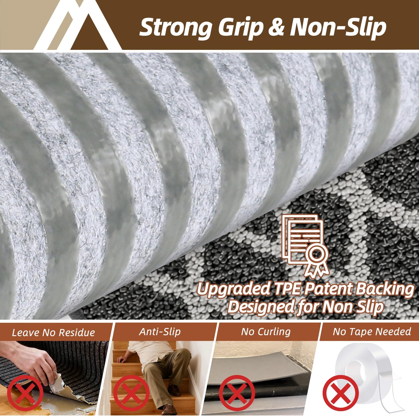 COSY HOMEER Soft Stair Treads Non-Slip Carpet Mat 28inX9in Indoor Stair Runners for Wooden Steps,Stair Rugs for Kids and Dogs, 100% Polyester TPE Backing 7pcs,Black,Rhombus