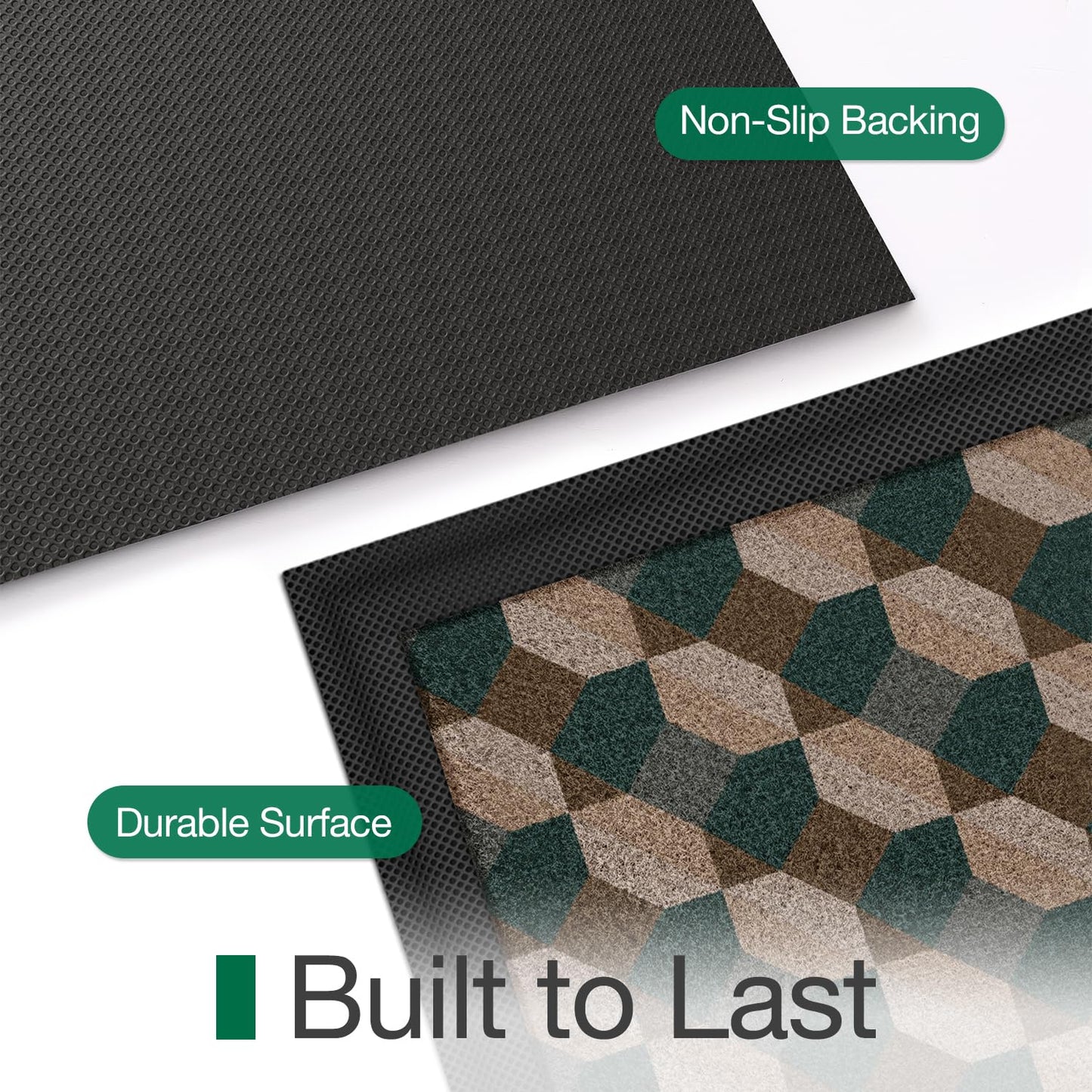 LUMI 17x30 Geometric Indoor Door Mat, Low-Profile Non-Slip Stain Resistant