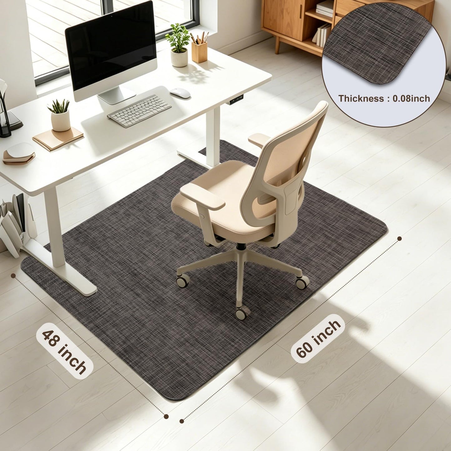Riveroy Office Chair Mat for Hard Floors 48 x 60 inches,Not for use on Carpet,Black