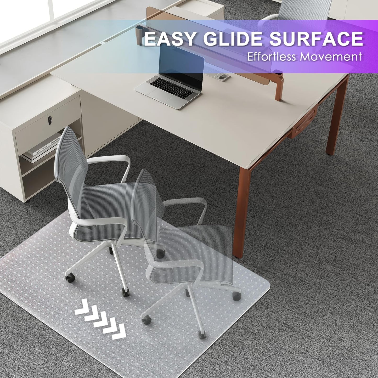 Vicwe Office Chair Mat for Carpet, 36''x 48'' Heavy Duty Chair Mat for Carpeted Floors, Easy Rolling Hard Mat for Office Chair on Carpets, Anti-Slip Carpet Protector Mat Clear,Ship Flat