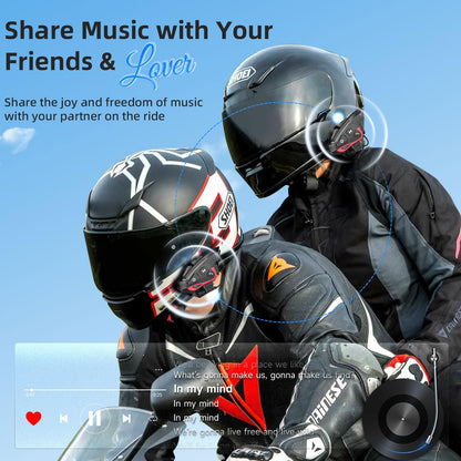 Motorcycle Intercom Headset, Moman H2E Eagle-Like Communication System with Dual Chips for Audio Multitasking HiFi Sound/Music Sharing/FM/AI Voice (2Pack), Motorcycle-Intercom-Helmet-Headset-Headphone