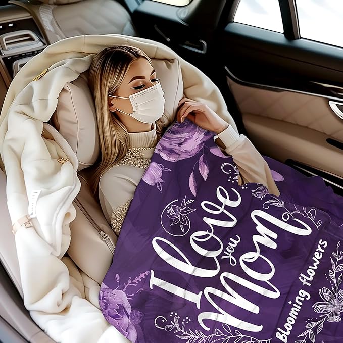Throw Blanket, Vintage Purple Roses Throw Blankets for Adult Kids Boys Girls, for Mom Bed Couch Sofa 50x60 Inches