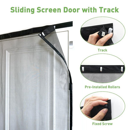 Sliding Garage Door Screen with Track, Garage Screen Doors for 1 Car Garage, 8x7 Ft Retractable Garage Net Screen, Smooth-Gliding, Magnetic Closure, Easy to Install, Black