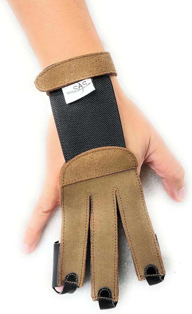 SAS Leather Archery Shooting Gloves - 3 Finger Protective Tab for Recurve & Compound Bows | Adult & Youth Sizes