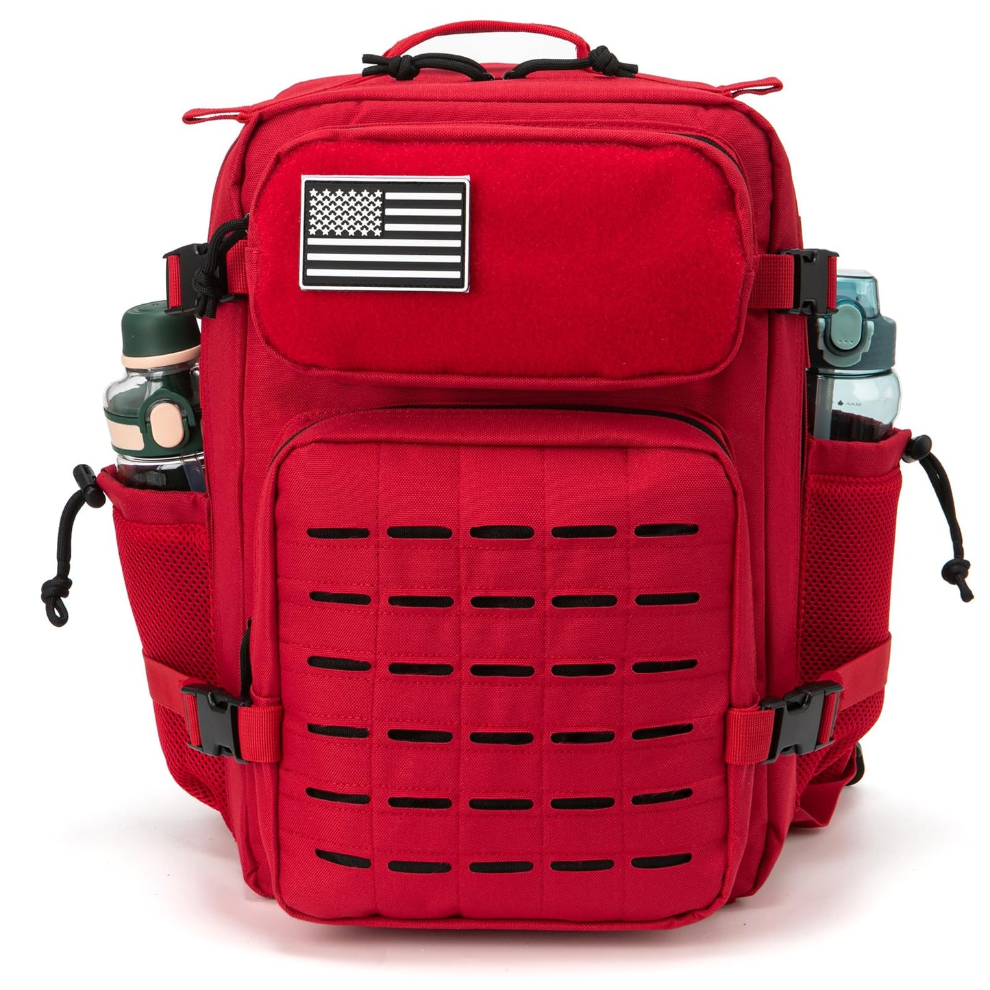 QT&QY 25L Military Tactical Backpacks For Women Survival Army Laser cut Molle Daypack small EDC Bug Out Bag Gym Rucksack With Dual Cup Holders medical Rucksack Red heavy duty backpack