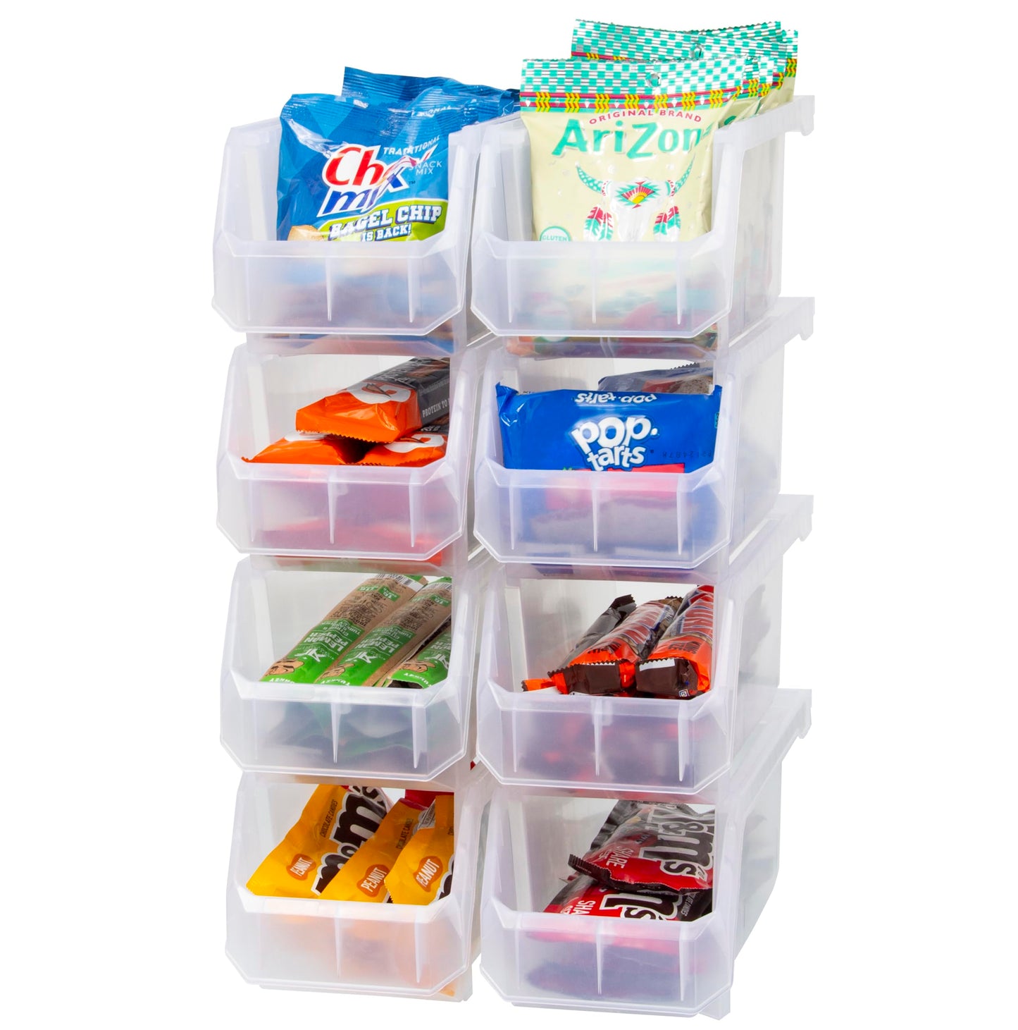 ReadySpace Medium Plastic Storage Bins, Stackable Organizer Containers for Closet Pantry Shelf Garage and Office Organization, Clear, 8 Pack