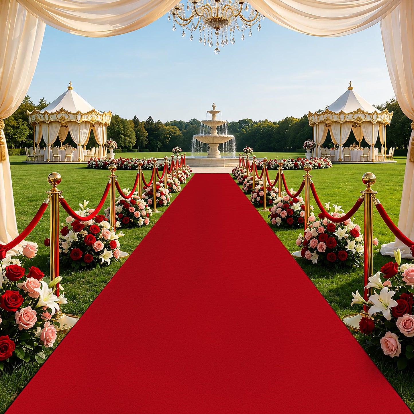Red Carpet Runner Rug for Party and Event, Non-Slip TPR Rubber Backed Aisle Runway red Rug for Step, Proposal & Wedding Christmas Thanksgiving Decorations, Runway Rug for Prom(3 x 15ft, 450 GSM)