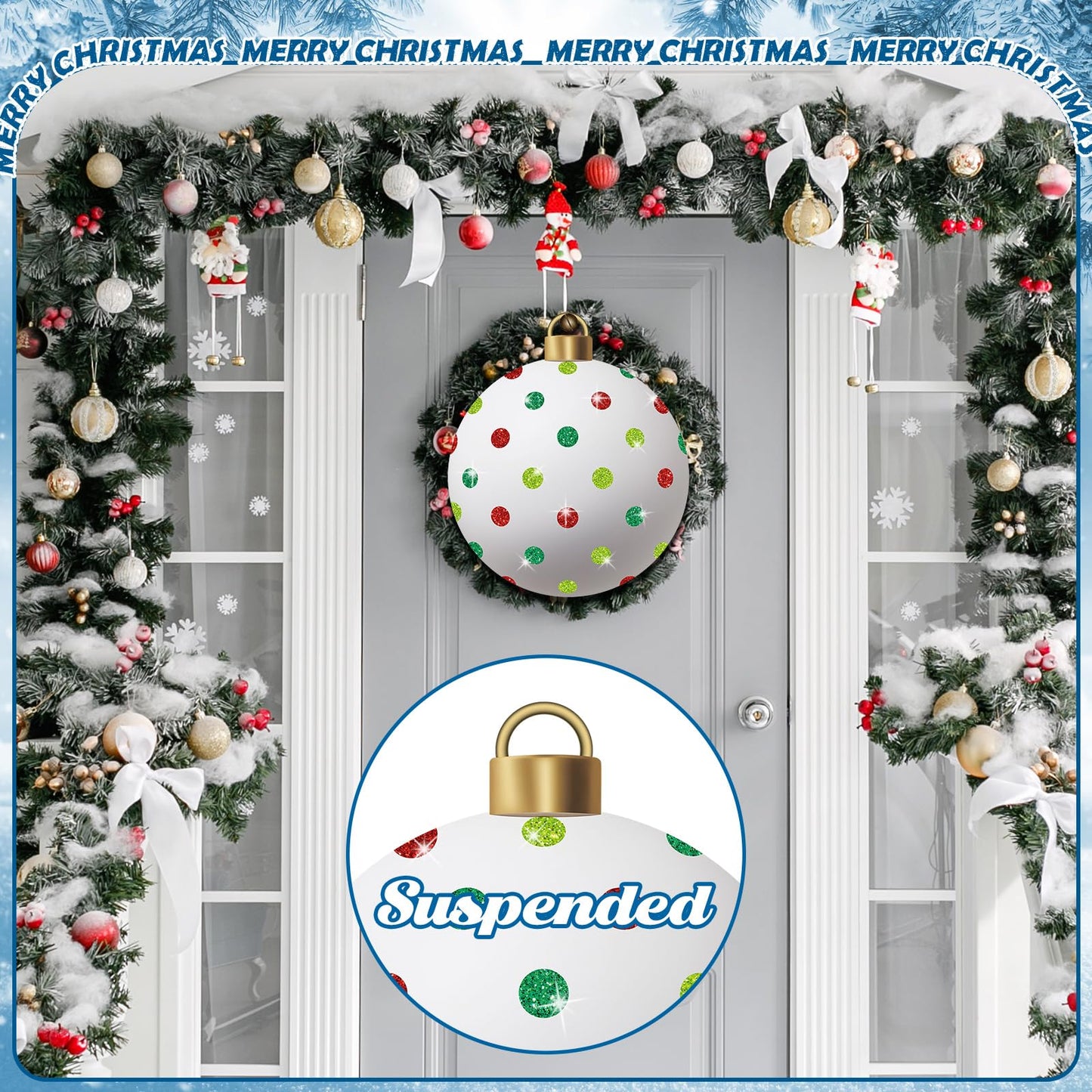 Nuanchu 4 Pcs Metal Christmas Balls Yard Signs Glitter Xmas Yard Sign Stake 21.3 Inches Xmas Waterproof Lawn Signs Christmas Outdoor Decorations for Outside Garden Patio Holiday Home Party Decor